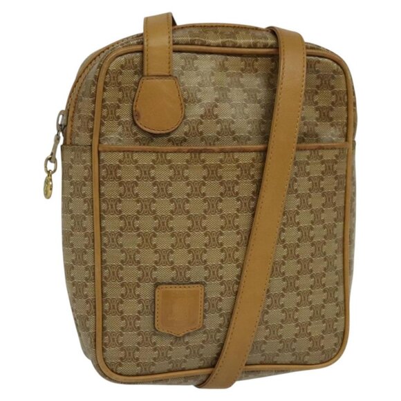 CELINE Macadam Canvas Shoulder Bag PVC Beige Gold Auth ep8051 - Picture 1 of 16
